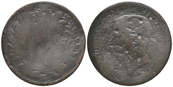 ИТАЛИЯ 5 ЧЕНТЕЗИМО XIX ВЕК N, ВИКТОР ИМАНУИЛ II медь 34-551