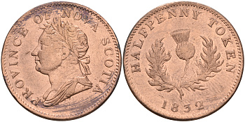 Канада, Новая Шотландия 1/2 пенни 1832 Nova Scotia KM 1 медь    4599-524
