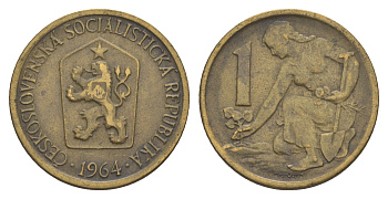 Чехословакия 1 крона 1964 KM 50 алюминиевая бронза 4546-852