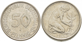 ФРГ 50 ПФЕННИГОВ 1971 J KM 109.1, J. 384 медно-никель 4396-1667