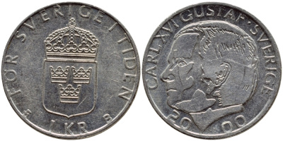 Швеция 1 крона 2000 Карл XVI Густав (1973- ) KM 852а медно-никель 4364-4131