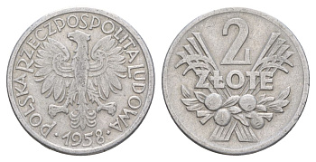 Польша 2 злотых 1958 Y 46 алюминий 4626-645