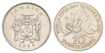 Ямайка 20 центов 1986 ФАО KM 120 медно-никель UNC 4641-816