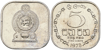 Шри-Ланка 5 центов 1978 KM 139a алюминий 4136-565
