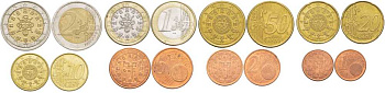ПОРТУГАЛИЯ ЕВРОНАБОР ИЗ 8 МОНЕТ 2002 (1, 2, 5, 10, 20, 50 ЕВРОЦЕНТОВ, 1, 2 ЕВРО) N4-60