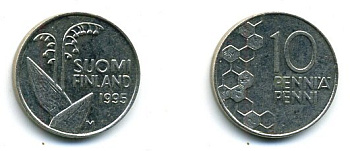 ФИНЛЯНДИЯ 10 ПЕННИ 1995 ЛАНДЫШ 46-838
