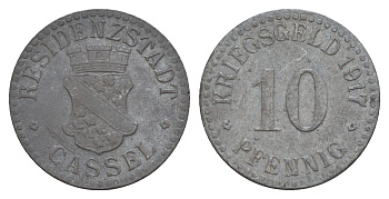 Кассель 10 пфеннигов 1917 Funck 78.3, Men05 4302.3, Men18 5464.3 цинк 4657-1053
