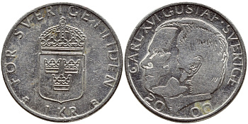 Швеция 1 крона 2000 Карл XVI Густав (1973- ) KM 852а медно-никель 4379-636