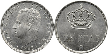 Испания 25 песет 1983 Хуан Карлос I (1975-2014) KM 824 медно-никель UNC 4171-723