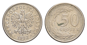 Польша 50 грошей 1992 Y 281 медно-никель 4381-922