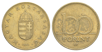 Венгрия 100 форинтов 1995 KM 698 латунь 4629-542