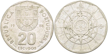 ПОРТУГАЛИЯ 20 ЭСКУДО 1986 INCM KM 634.1 медно-никель 4384-832