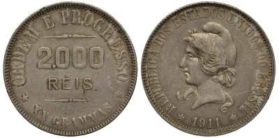 Бразилия 2000 рейс 1911 голова Свободы влево KM 508 серебро 272-424