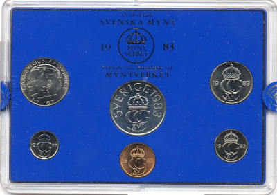 Швеция набор монетного двора из 6 монет 1983 в пластике, Карл XVI Густав (1973- ) KM MS27 UNC 5-4-2-69