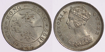 Гонконг 10 центов 1899 Виктория (1837-1901) KM 6.3 серебро XF-UNC 00-00