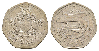 Барбадос 1 доллар 1998 летучая рыба KM 14.2 медно-никель 4514-1141