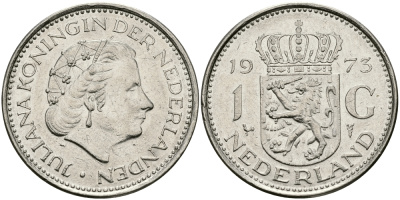 Нидерланды 1 гульден 1973 Юлиана (1948-1980) KM 184a никель 94-634