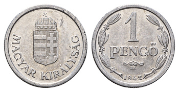 Венгрия 1 пенге 1942 KM 521 алюминий 46-458