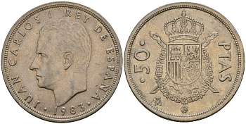 Испания 50 песет 1983 Хуан Карлос I (1975-2014) KM 825 медно-никель 4599-131