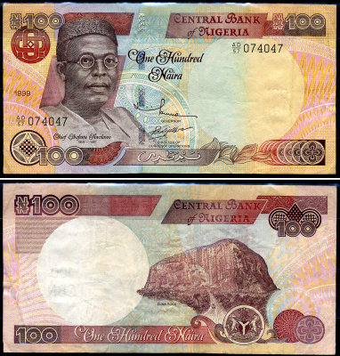 Нигерия 100 найра 1999 Обафеми Аволово, гора Зума Ро Pick 28 b бумага 8592-34-1-1