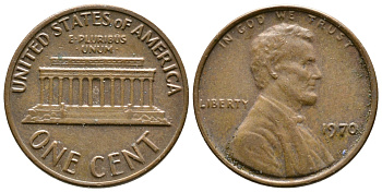 США 1 ЦЕНТ 1970 ЛИНКОЛЬН KM 201 медь цинк 93-1247