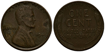 США 1 цент 1946 Линкольн KM A132 медь цинк 4164-853
