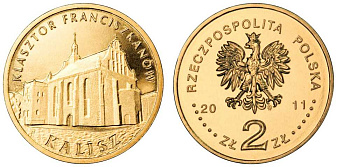 Польша 2 злотых 2011 серия города Польши, Калиш KM 806 латунь UNC M3-08