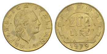 Италия 200 лир 1979 R, шестерня KM 105 алюминиевая бронза 4556-336