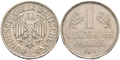 ФРГ 1 марка 1971 J KM 110 медно-никель 4681-1225