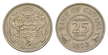 Гайана 25 центов 1972 KM 34 медно-никель 4613-217