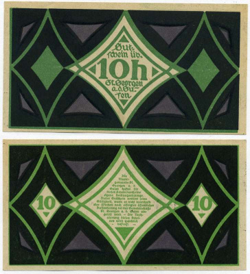Австрия, Санкт-Георген 10 геллеров 1920 нотгельд, земля Зальцбург   бумага  UNC (пресс) 8614-28-4-2