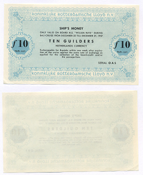 Нидерланды 10 гульденов 1957 на покупку товаров, бакалеи, гастрономии, хлеба, галантерии в магазине KONINKLIJKE ROTTERDAMSCHE LLOYD N.V   бумага  UNC (пресс) 444-31-1-1