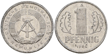 ГДР 1 пфенниг 1984 A KM 8.2 алюминий 188-933