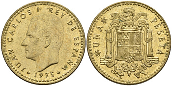 Испания 1 песета 1975 (78) Хуан Карлос I (1975-2014) KM 806 алюминиевая бронза 4604-436