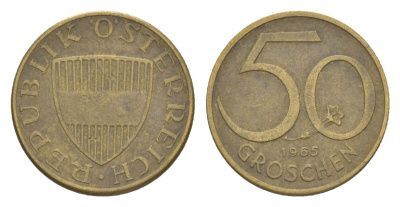 Австрия 50 грошей 1965 KM 2885 алюминиевая бронза 4136-1252