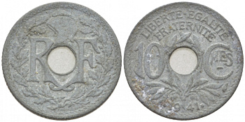 ФРАНЦИЯ 10 САНТИМОВ 1941 1941. KM 898.1 цинк 77-613