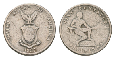 Филиппины 5 сентаво 1937 KM 180 медно-никель 4623-712