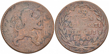 Австрийские Нидерланды 2 лиарда 1790 KM 45 медь 4127-244