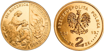 Польша 2 злотых 2013 MW, 150 лет со дня восстания 1863 года KM 852 нордик UNC 4676-941