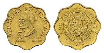 Филиппины 5 сентимо 1975 KM 206 латунь UNC 4640-346