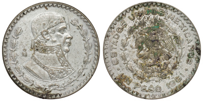 Мексика 1 песо 1961 Хосе Мария Морелос KM 459 серебро 1066-7-26