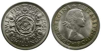 Великобритания 2 шиллинга (флорин) 1967 Елизавета II (1952-2022) KM 906, Spink 4146 медно-никель 4382-741