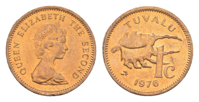 Тувалу 1 цент 1976 KM 1 бронза UNC 633-631