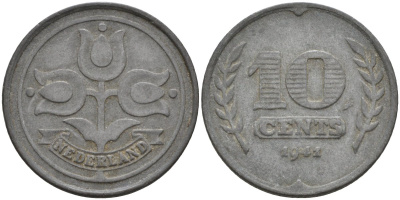 Нидерланды  10 центов 1941 KM 173 цинк 4132-321