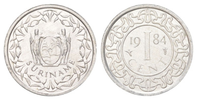 Суринам 1 цент 1984 редкий год KM 11a алюминий UNC 4625-256