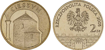 Польша 2 злотых 2005 MW, серия польские города, Цешин (Cieszyn) KM 753, Parchimowicz 962 латунь UNC 603-1012