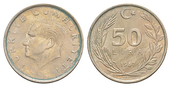 Турция 50 лир 1987 Кемаль Ататюрк KM 966 медь цинк никель 4654-355
