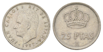 Испания 25 песет 1982 Хуан Карлос I (1975-2014) KM 824 медно-никель 4707-414