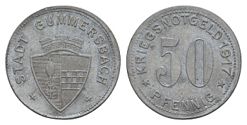 Гуммерсбах 50 пфеннигов 1917 Funck 180.1, Men18 12471.1 цинк 4657-1117