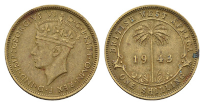 Британская Западная Африка 1 шиллинг 1943 Георг VI (1936-1952) KM 23 никель латунь 86-1415